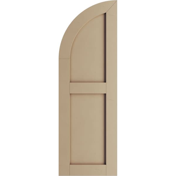 Smooth 2 Equal Flat Panel W/Quarter Round Arch Top Faux Wood Shutters, 18W X 48H (30 Low Side)